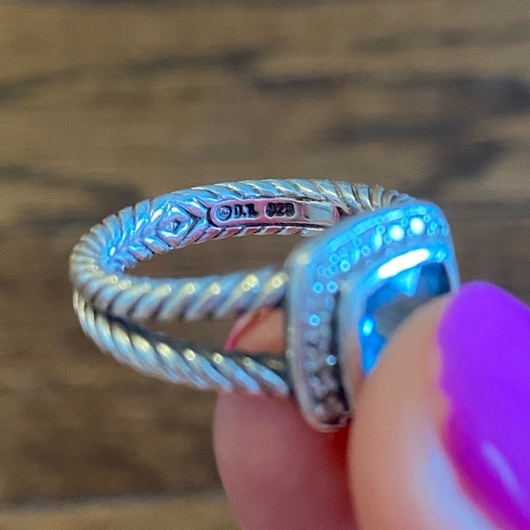 DAVID YURMAN Petite Albion Ring with Blue Topaz and Diamonds - Picture 7 of 7